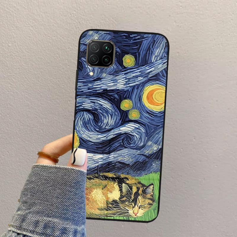Чехол с кошкой «Звездная ночь» Ван Гога для Huawei P30 P20 P40 Lite P60 Pro P Smart Nova 9 10 SE 5T 3i 7i 8i 11i Y60 Y61 Y90