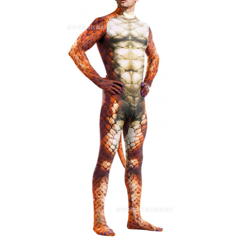 Косплей Карнавальный Костюм для Взрослых Боди Унисекс Комбинезон Сексуальный с Хвостом Хаски Животный Принт Полиэстер Костюмы