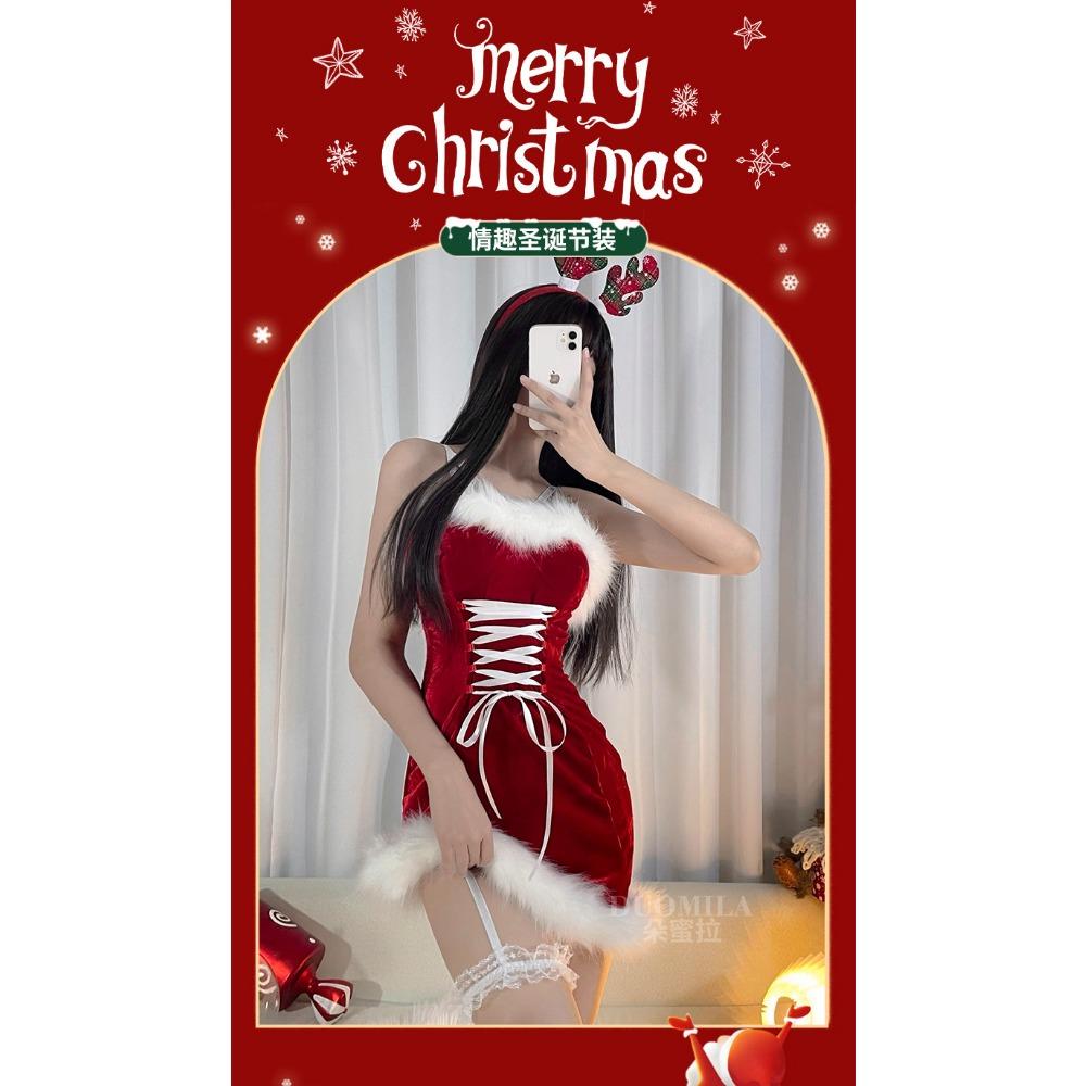 Рождественская одежда Атмосфера Новогоднее платье Маленькая короткая юбка Женская сексуальная рождественская тематическая юбка платье