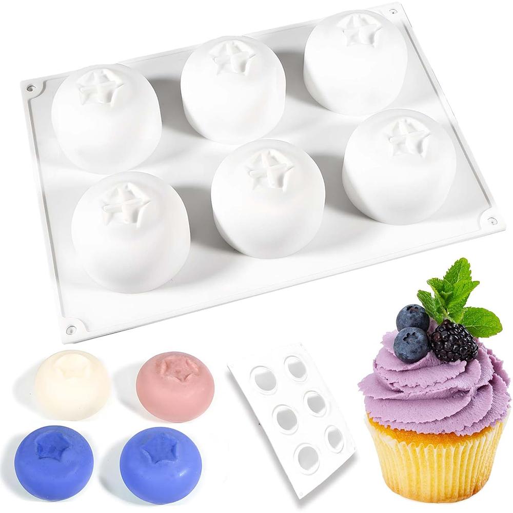 LMETJMA 6 Cavity Blueberry Silicone Mold 3D Silicone Baking Mold For Brownie Dessert Pastry Ice Cream Cake Decoration Mold
