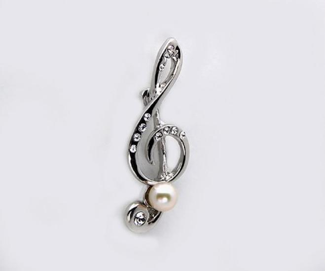 Akoya Pearl Pin Treble Clef Pearl Brooch [enyapearl] Brooch, ABR227,