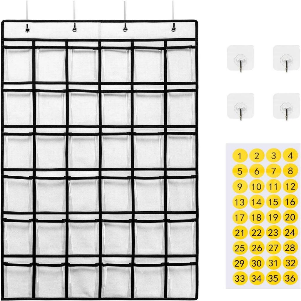 Прозрачный подвесной органайзер с 36 карманами для мобильных телефонов и канцелярских принадлежностей для классных комнат