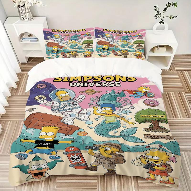 3Pcs Simpsons Universe Adventure Bedding Set Quilt Cover Pillowcase Home Christmas Xmas Halloween Gift 1 Duvet Cover 2 Pillowcase S921709