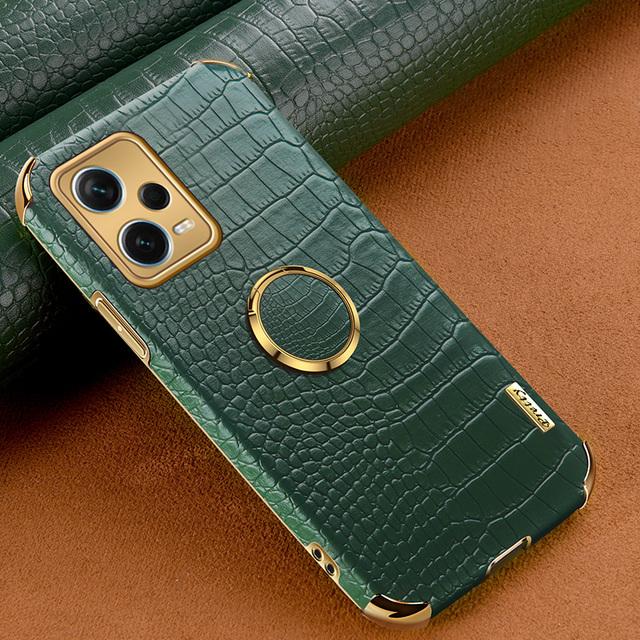 Мягкий чехол с текстурным покрытием из крокодиловой кожи для Redmi Note 12 Pro Plus 12s Note 12 4G 5G 12C 11S 11 Pro, чехол-подставка с магнитным кольцом-держателем