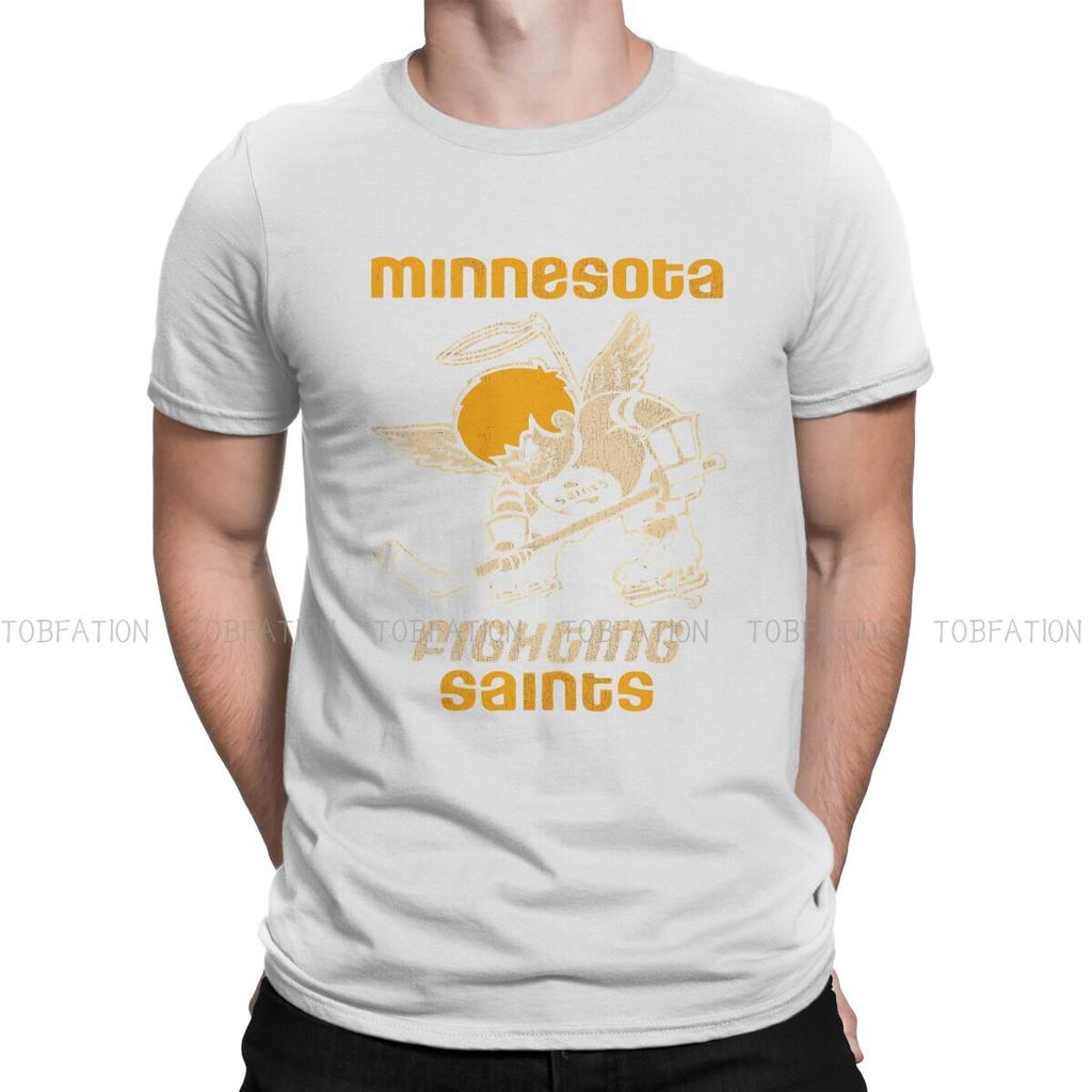 Minnesota Fighting Saints Retro Defunct Hockey Hipster Tshirts Ice Hockey Male Graphic Fabric Tops T Shirt O Neck