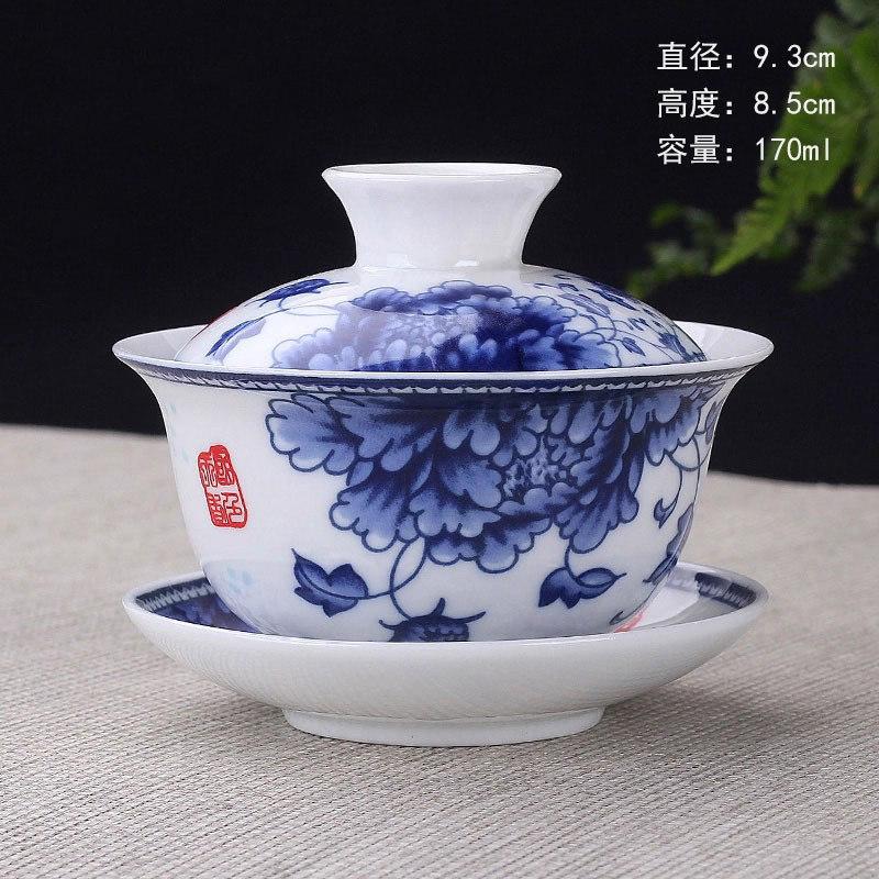 Anti-scalding teapot ceramic cover bowl large tea cup Kung Fu tea set Sancai Pu'er tea bowl hand-held teapot white porcelain