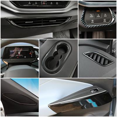 Для Volkswagen VW ID.4 ID4 2024 2024 2024 Деталь салона автомобиля Ремонт центральной консоли Отделка из углеродного волокна Наклейка из нержавеющей стали