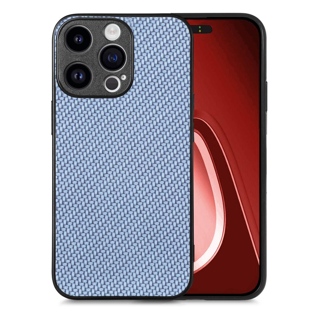 Чехол для iPhone 15 Pro Max с текстурой углеродного волокна, PU+PC+TPU чехол для телефона