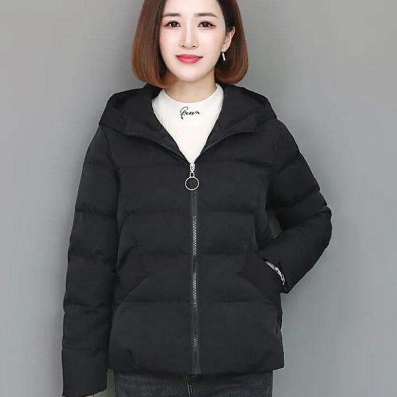 Solid Hooded Parka Coat Women Short Cotton-padded Coats Winter  Oversize Parka Jacket Thick Cotton Jacket Outwear