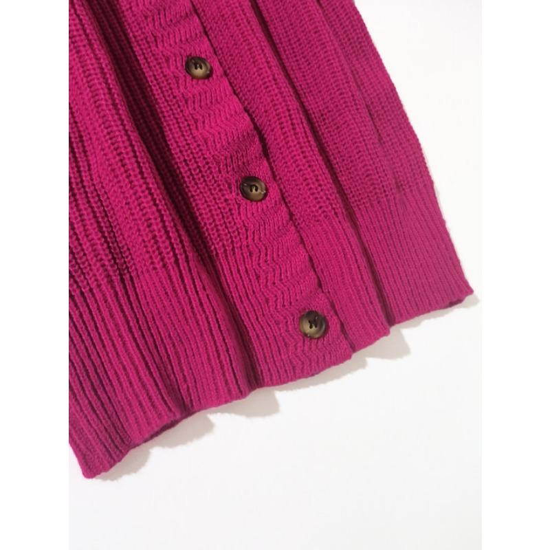 Зимний женский однотонный свитер-кардиган с V-образным вырезом и пуговицами