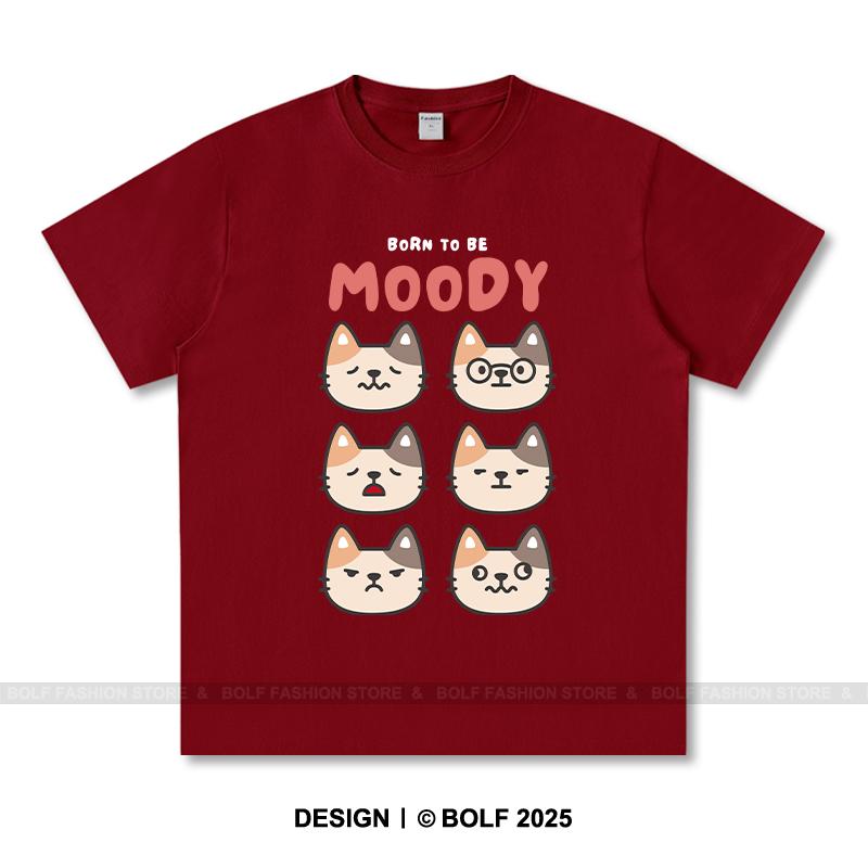 Женская футболка с принтом Born To Be Moody, 100% хлопок, свободные футболки с саркастическим принтом для мужчин, летние топы, уличная одежда в стиле эмо