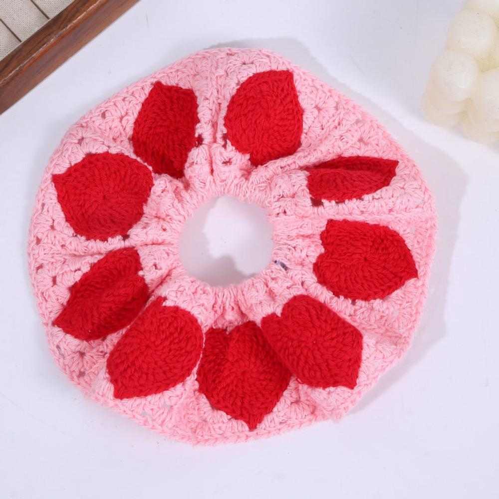 Elastic Crocheted Flower Scrunchies Flores Sweet Hair Tie Exquisite Knitted Hair Rope  Girls