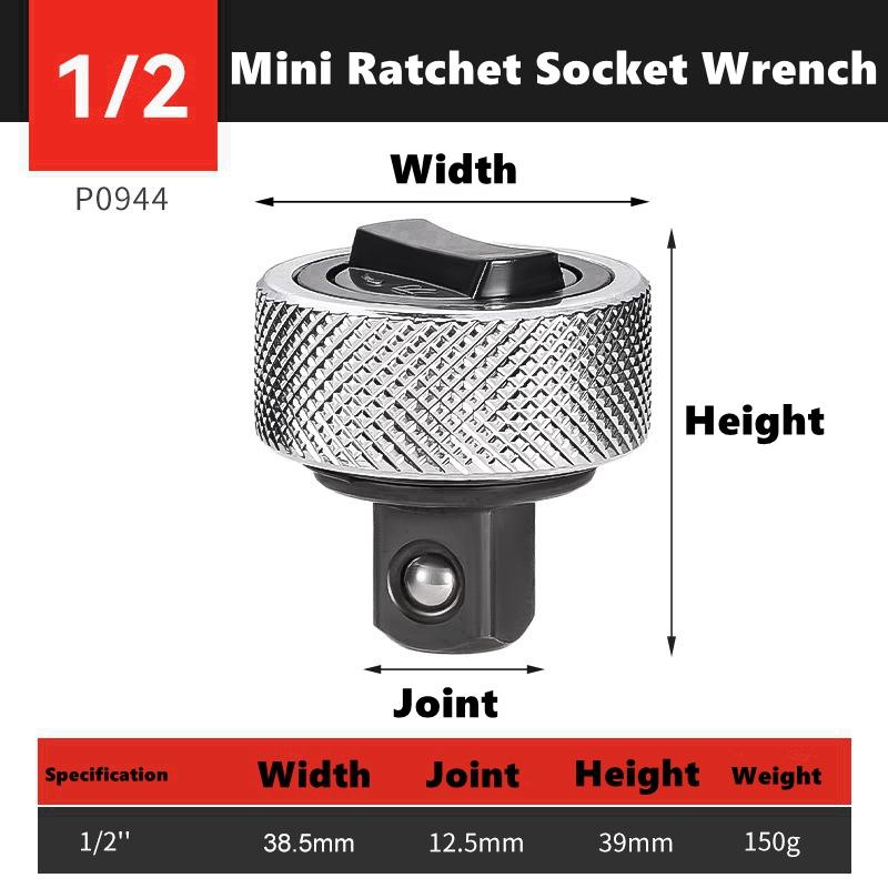 1/4" 3/8"1/2" Drive Palm Ratchet Wrench Set Reversible Ratcheting Finger Socket Driver Stubby Thumbwheel Ratchet for Tight Space