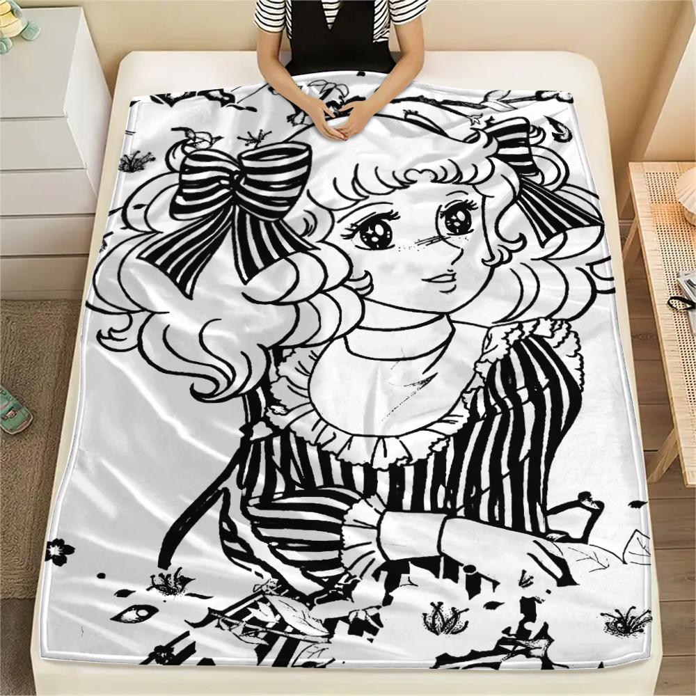 1PC Candy Candy Print Flannel Blanket, High quality All Seasons, Home Decor, Warmth and Comfort, Perfect for Christmas Gifts