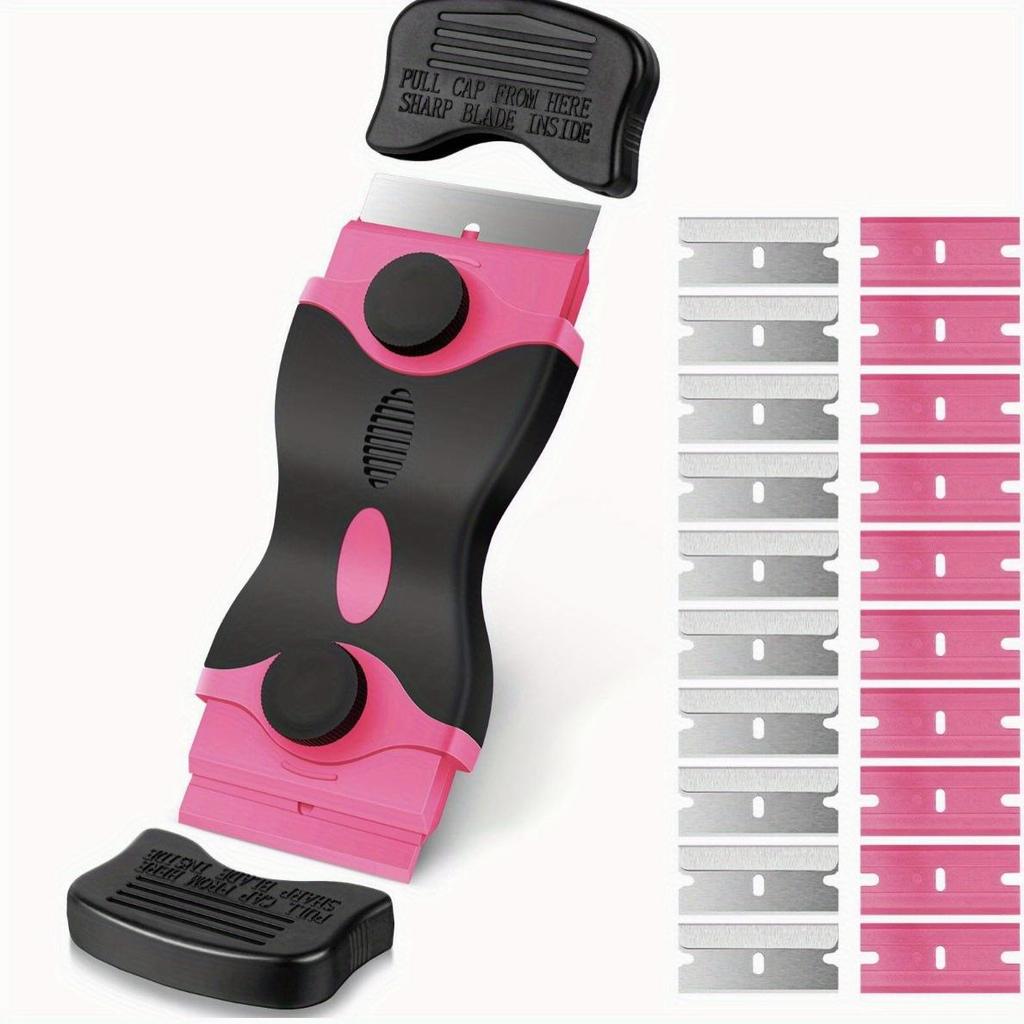 Универсальный двухсторонний скребок для удаления клея с 10 металлическими и 10 пластиковыми лезвиями