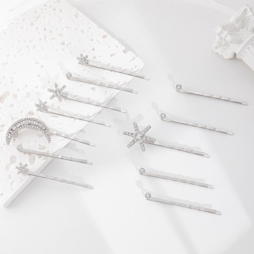 Shining Sparkling Star Moon Hair Clips Set Crystal Rhinestone Hairpin  Wedding Hair Accessories