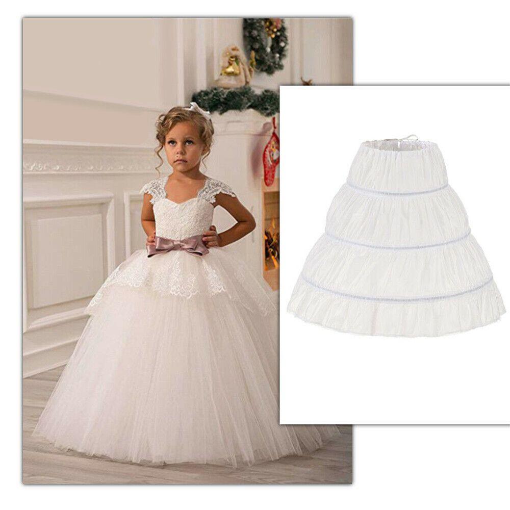 Children 3 Hoops Tutu Skirt White Lace Princess Skirt Flower Crinoline Skirt Petticoat