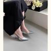 New Style Elegant High Heels Silver Pumps Women Summer Slingbacks Pointed Toe Party Shoes Woman Solid Thin Heeled Sandals Ladies