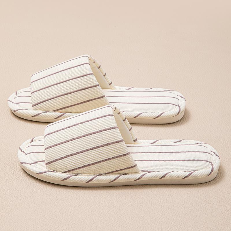 Stripe Platform Women Slippers Home Spring Summer Linen Flexible Shoes Girls Casual Indoor Slides Couple Soft Non-Slip Silent