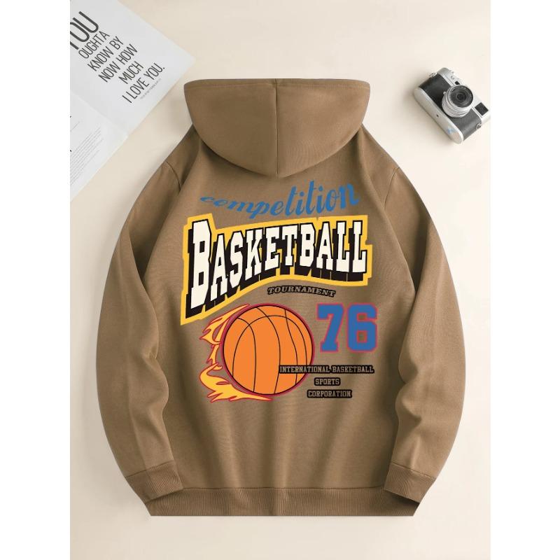Мужская модная толстовка с капюшоном, повседневная, с завязками, с капюшоном, баскетбольный принт, карман-кенгуру спереди, мужская куртка, толстовки и свитшоты для мужчин