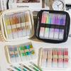 Canvas PVC Transparent Colored Gel Pen Storage Bag Large Capacity Portable Pencil Case Drawing Pen Stationery Bags