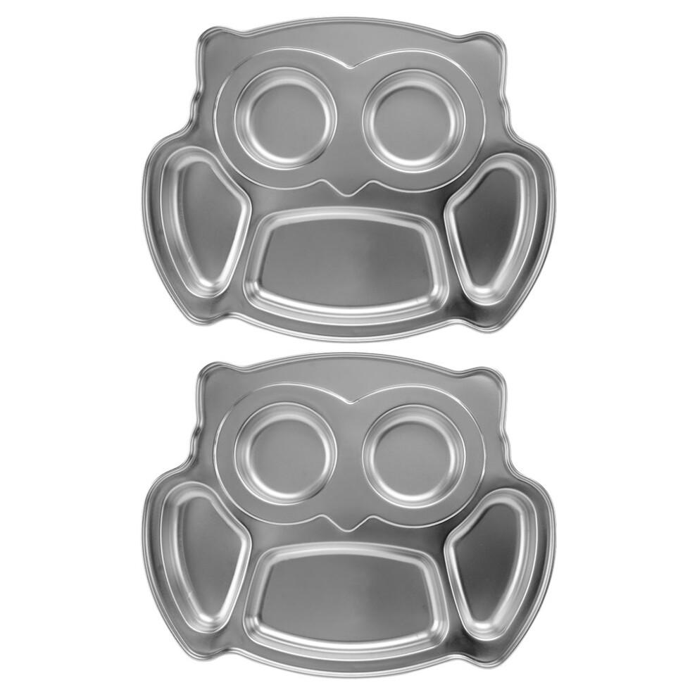 Metal Toddler Plates Silver 2pcs 11.32x9.04x1.57in