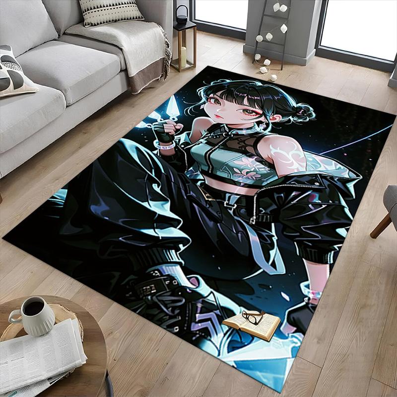 Warrior Girl Carpet For Playroom Bedroom Living Room Sofa Home Decorkids Game Area Rug Nonslip Floor Mat