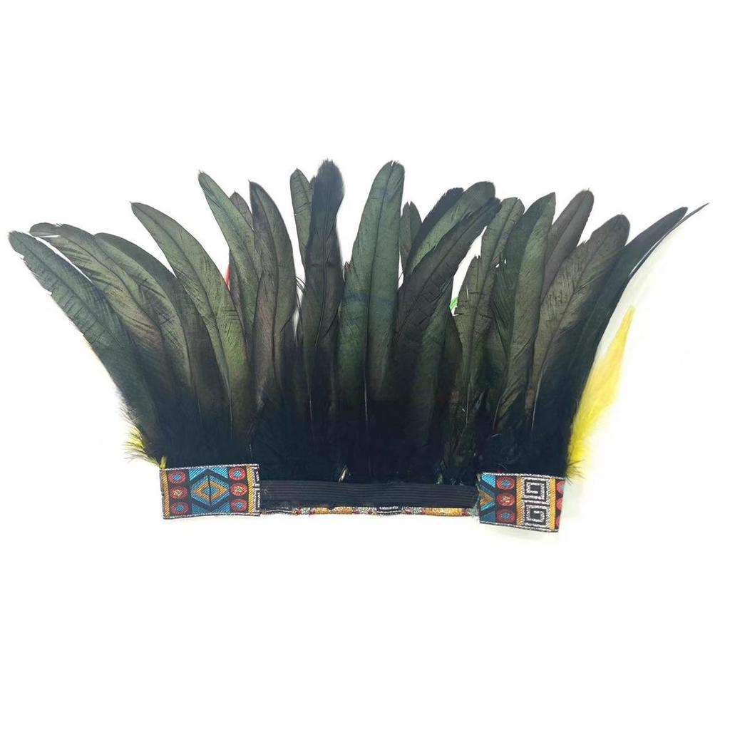 Native American Hairband Carnival Celebration Feathered Headband Adult Cosplay Hairhoop Ethnic Hairband for Theme Party