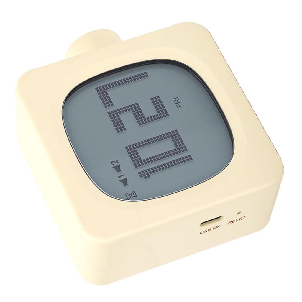 Vintage Cube Smart Alarm Clock with Night Light Rotating Switch Rechargeable Bedside Alarm Clock