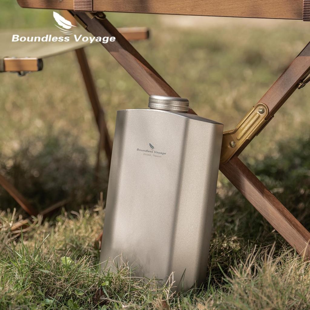 Boundless Voyage Titanium Water Military Style Large Capacity Campfire Wide Perfect for Outdoor and More Includes Cover Bottle, Canteen, 2500ml,