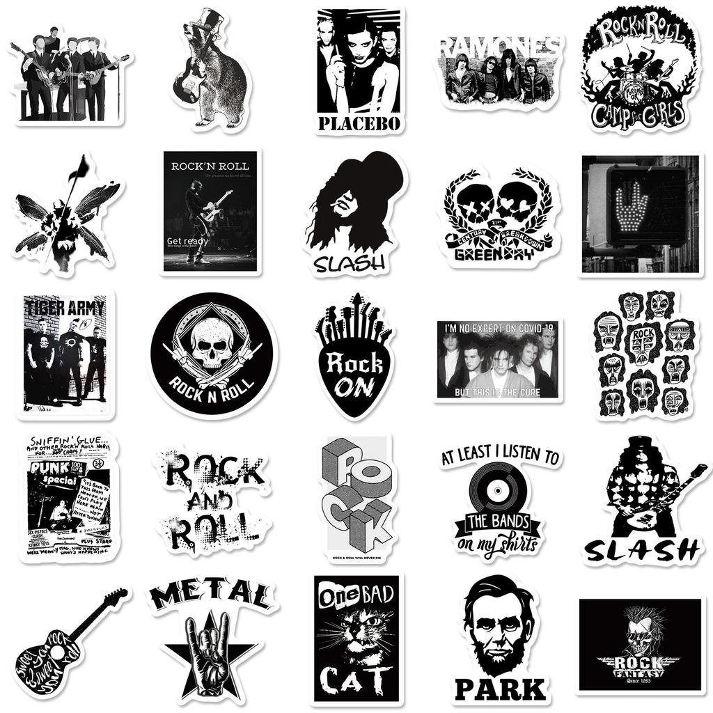 50 Металлических рок-стикеров серии Rock, Рок-граффити-стикеры, Наклейки для багажа, Наклейки для гитары