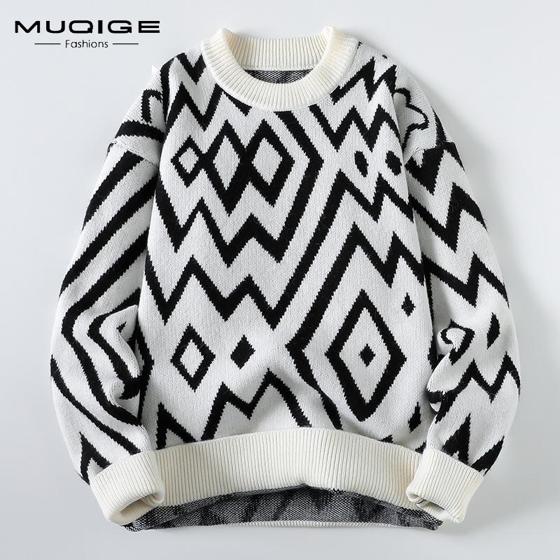 Свободный вязаный свитер, мужской осенне-зимний новый стильный теплый свитер с круглым вырезом, тканый свитер, мужская модная рубашка Explosion