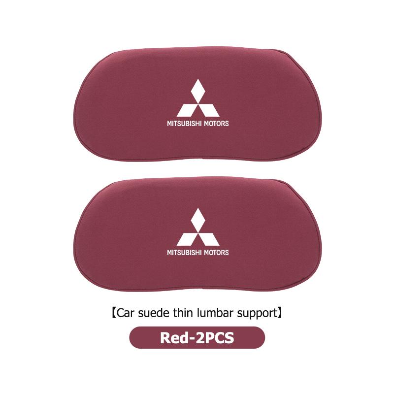 dnsh2 For Mitsubishi Car Logo Suede Seat Non-slip Back Cushion Lumbar Pad Waist Protection Mat Outlander Lancer Cross Colt Xpander