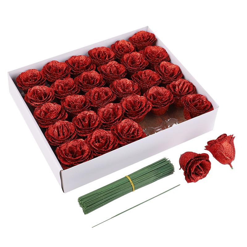 5/10 шт. Блестящий искусственный букет роз для свадебного украшения, подарок на День святого Валентина, день рождения, детский праздник, домашний декор