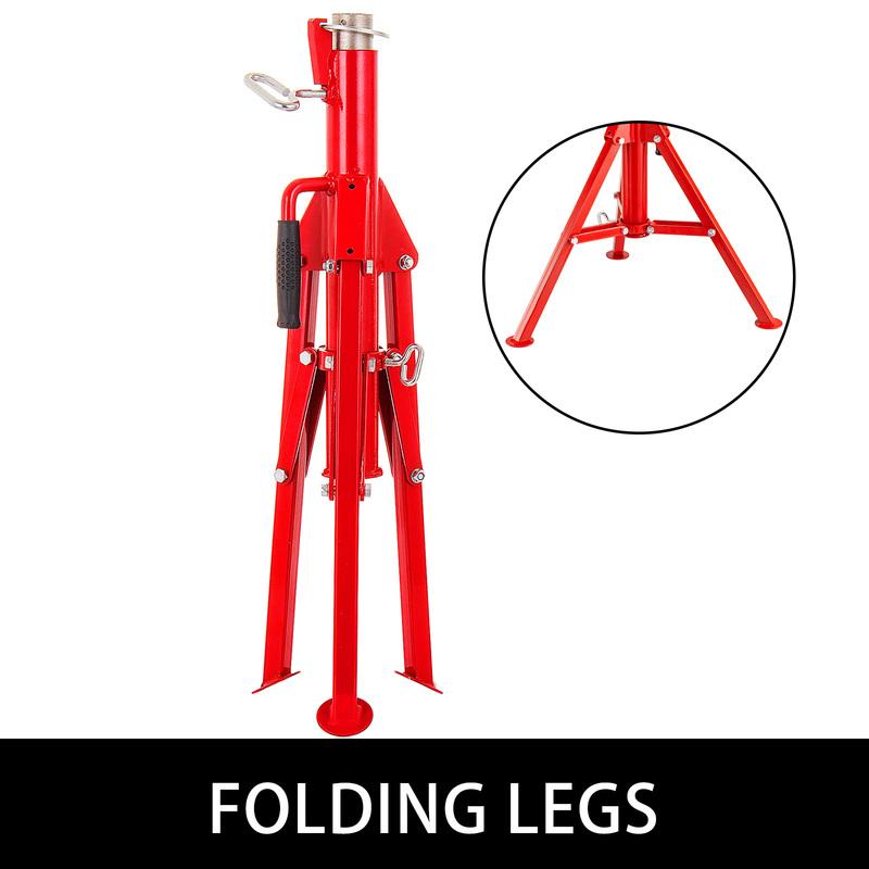SucceBuy Pipe Holding Stand with Roller Head V-Head 2/4Ball Transfer Folding Tripod Jack 12in Pipeworking Supporting ClampedTool