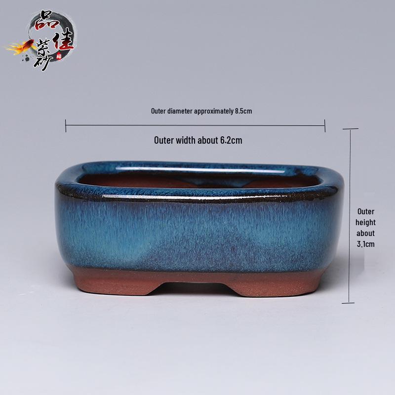 Дышащий прямоугольный горшок из фиолетовой глины для суккулентов и папоротников