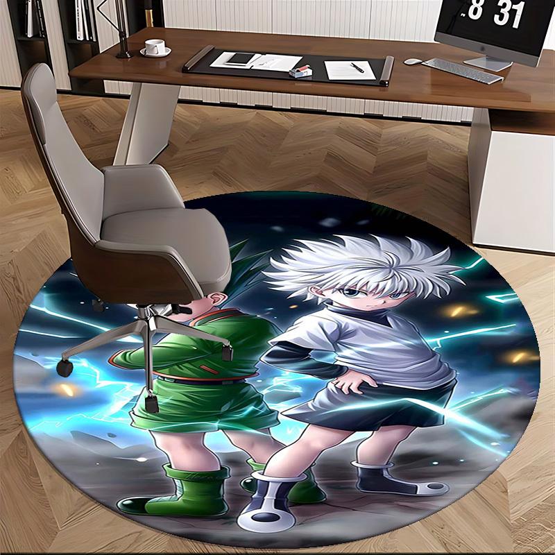 1 шт. Ковер круглый Hunter x Hunter Killua & Gon - Коврик для стула с дизайном из аниме-мультфильма, нескользящий ковер для офиса, домашнего декора, гостиной