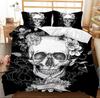 3D Printed Fashionable Boutique Skull and Rose Super Soft Ultra-fine Fiber Bed Sheet Set, Children and Adults Full-size with Zip