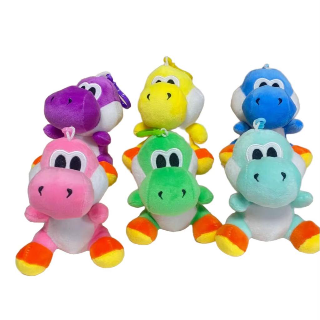 24pcs/lot 10cm Super Bros Yoshi Plush Toys key chain Yoshi Dragon Soft Stuffed Dolls bag charms gifts