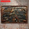 2D Flat Wooden Sign 30*20cm Vintage-Style Gun-Themed Wooden Wall Sign, Decorative Sign & Plaque for Home, Bar, Cafe, Garage, Rustic Wooden Decor