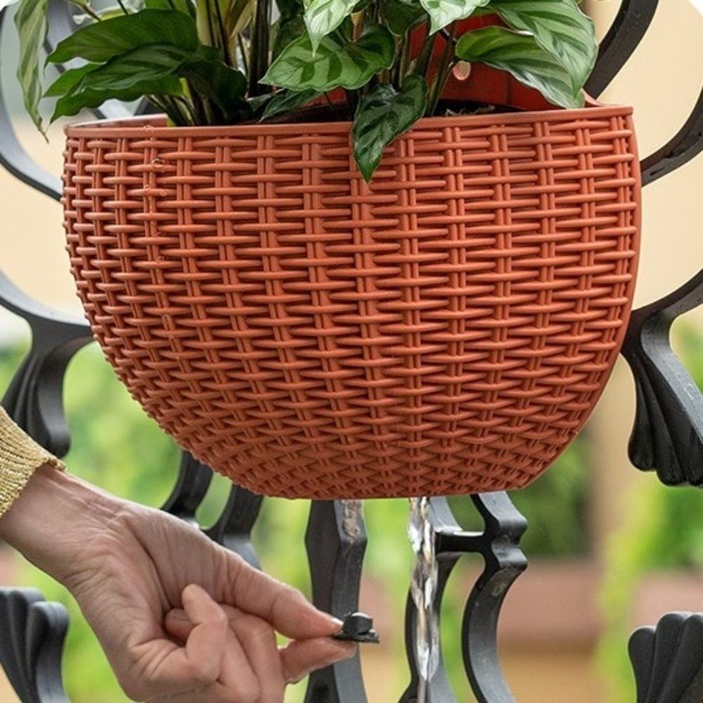 Plastic Rattan Weaving Hanging Flowerpot Wear-resistant Wall Flower Pot Flower Shop