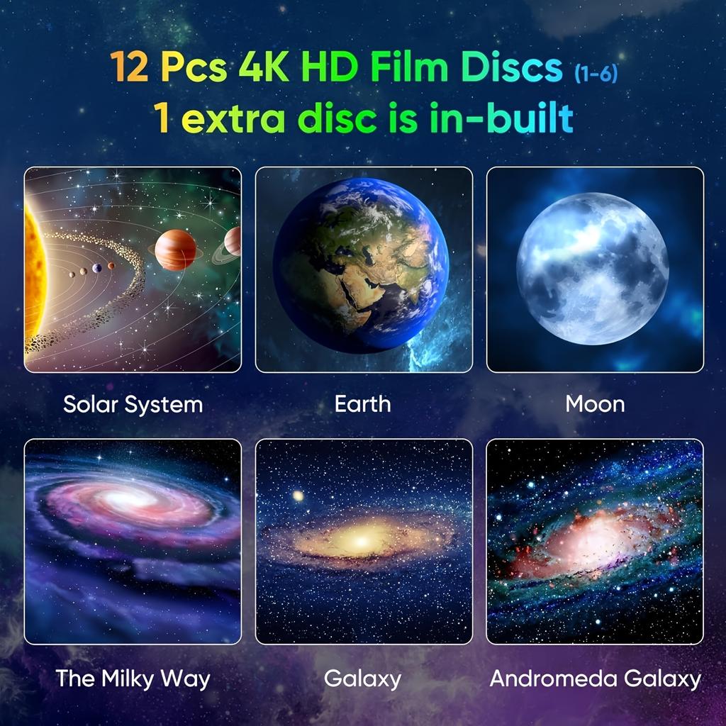 Проектор галактики для спальни, HD-проектор звездного неба с 12 проецируемыми изображениями для игровой комнаты в спальне, потолка, подарка на вечеринку