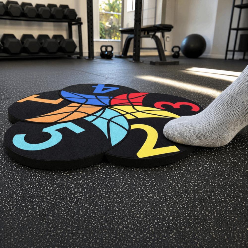 6PCS Rubber Basketball Spot Marker Anti-Slip Numbered Practice Mats Basketball Dribbling