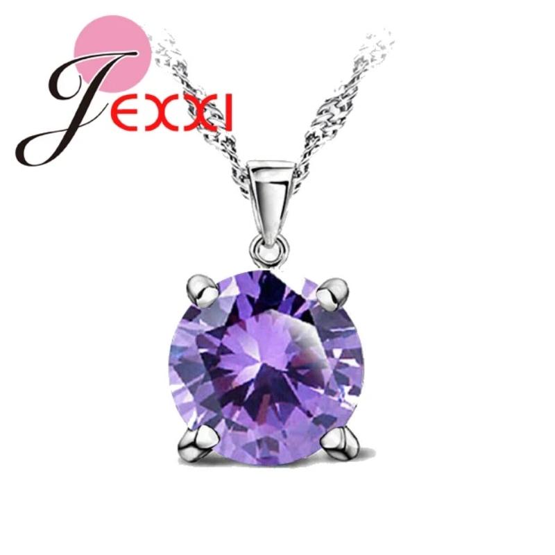 CZ Crystal Chain Necklaces Solid 925 Silver Color Pendant Necklace Fashion Brand Crystal Party/ Wedding Jewelry For Women