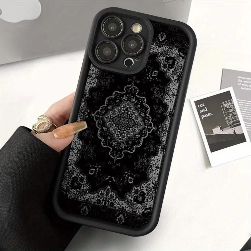 Потрясающий черный узор ТПУ Чехол для телефона Для iPhone 17 Pro Max 16E 15 Pro 14 13 12 11 Mini AIR XS XR XS 8Plus противоударный и анти-дроп