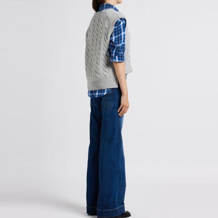 Polo Ralph Lauren SS23 однотонный трикотажный жилет без рукавов с V-образным вырезом женские жилеты светло-серый 211910425-001