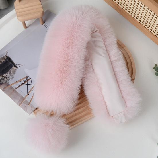Imitation Fur Winter Scarf with Faux Fur Balls Solid Color Thickened Warm Neck Shawl