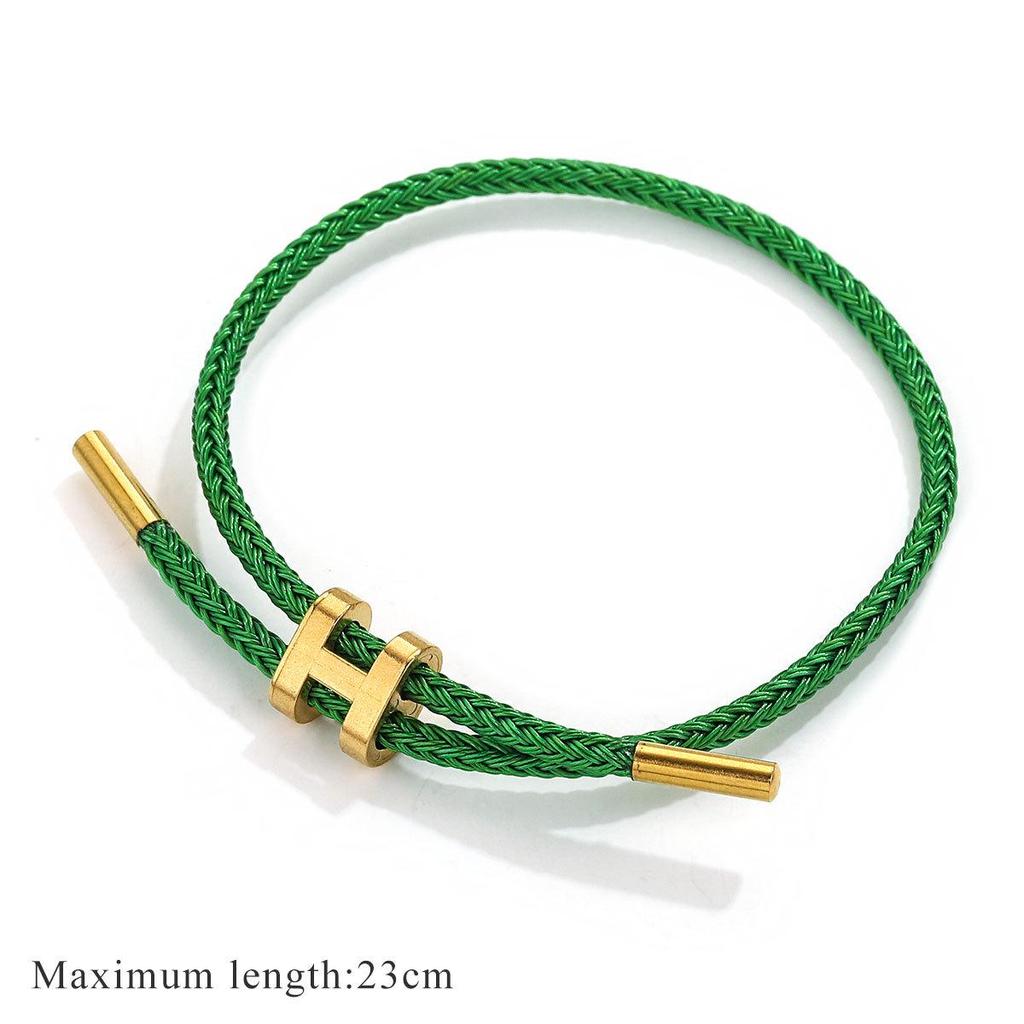 Регулируемый браслет из красной веревки с позолоченной пряжкой I-образной формы 18 карат и титановой сталью с покрытием из твердого золота 3D