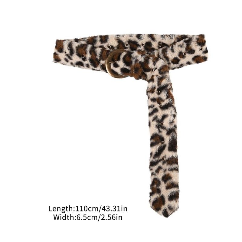 Пояс для женщин Элегантный Меховой Плюшевый Роскошный Пояс Цвет Майяр Ретро Пояс-Кушак Стильный Леопардовый Принт
