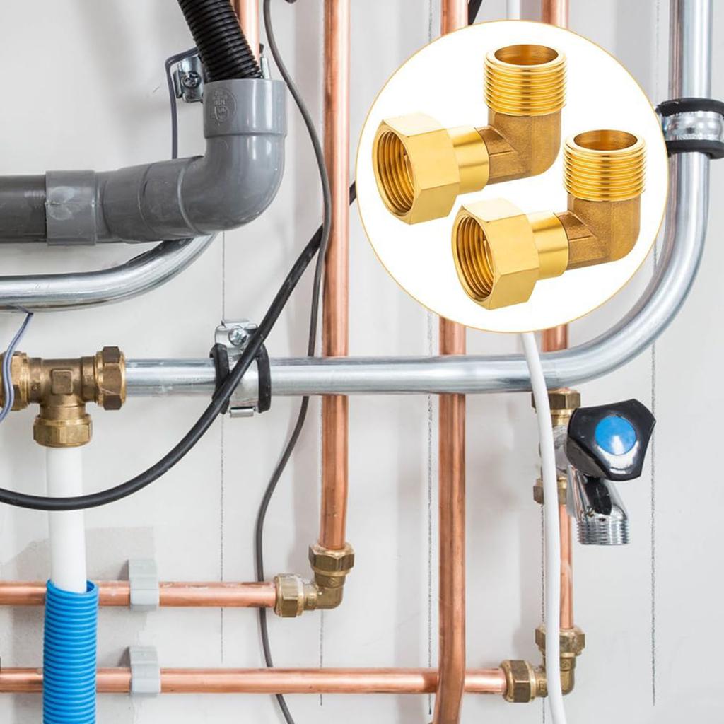 Pack Of 2 Sturdy Brass Materials 90 Degree Point Fitting 3/4 Inch Male To Female Thread For Water Installations